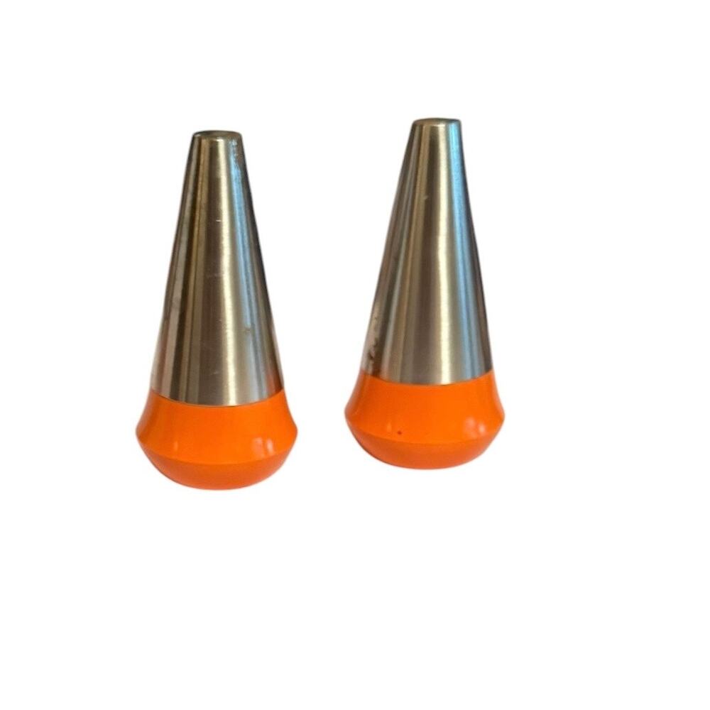 Vintage Salt and  Pepper Shaker Set Retro  MCM/ Minimalist Geometry Orange Base